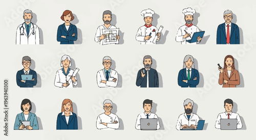 Diverse Professional Avatars - A Collection of Career Representations.