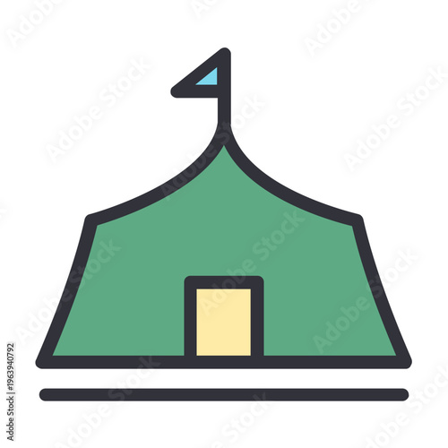 Camping Tent Icon: A simple yet inviting illustration of a classic camping tent, evoking the spirit of adventure and outdoor exploration.
