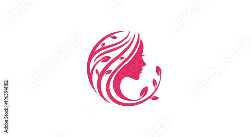 Woman silhouette with leaves design