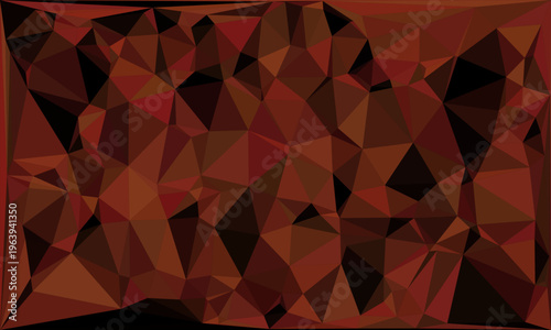 Dark abstract geometric low poly background in deep red and brown tones with sharp edges and complex structure.
