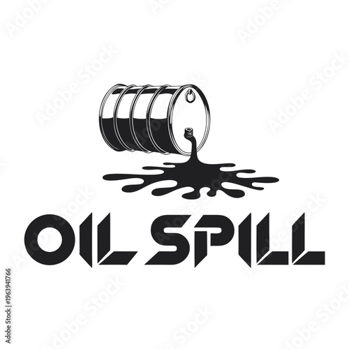 Stylized graphic image of a barrel leaking dark fluid, conceptualizing environmental contamination and accidental discharge