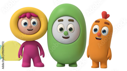 Four cartoon bears standing in a row with different shades of brown and black fur Vector