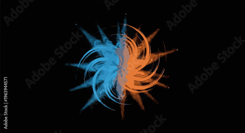 Abstract dual-toned swirl pattern on black background