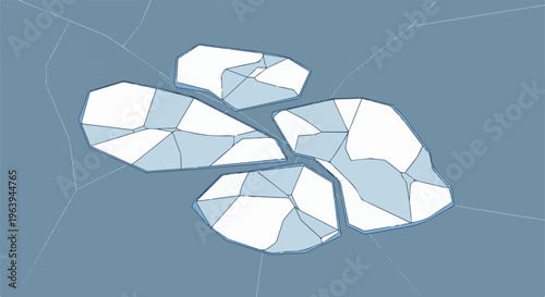 Abstract geometric shapes in blue and white, with faint intersecting lines