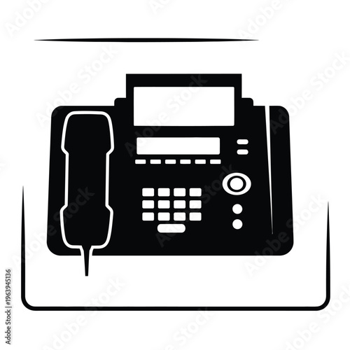Illustration of vector office phone with keypad and receiver