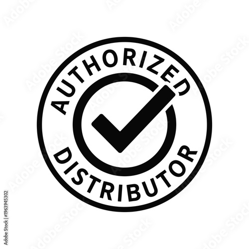 Illustration of vector authorized distributor seal or stamp with checkmark