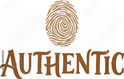 Authentic Text Fingerprint Logo.