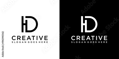 HD or DH initial letter logo design vector