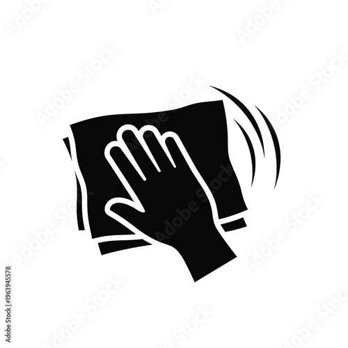 Illustration of vector hand waving goodbye with motion lines on a white background