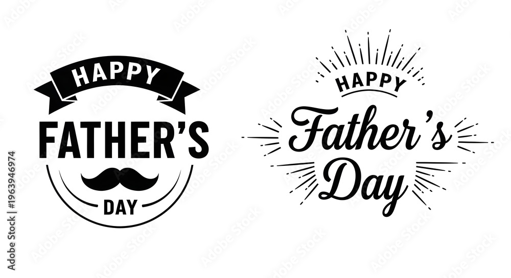 Fototapeta premium Happy fathers day typography and design elements for celebration isolated on white background