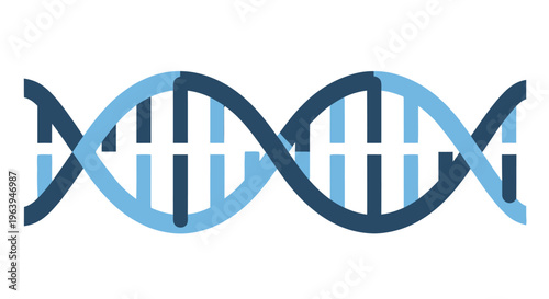 Stylized illustration of a dna double helix structure in shades of blue