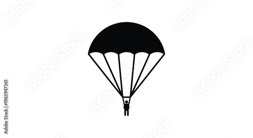 Parachute Silhouette Icon – Skydiving Safety Equipment Minimal Black Symbol