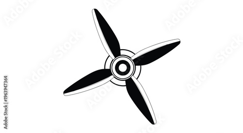 Airplane Propeller Silhouette Icon – Aviation Engine Blade Symbol Minimal Design