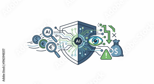 Abstract AI concept of financial security, analysis, and risk