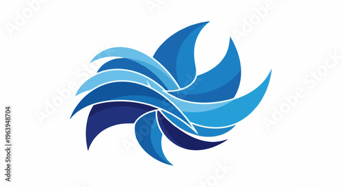 Abstract blue swirling shapes forming a dynamic, energetic pattern