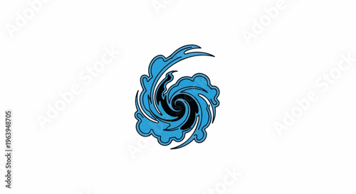Abstract blue swirling water vortex with black center