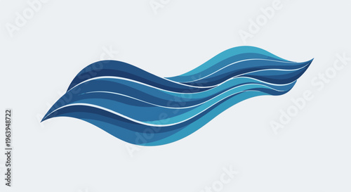 Abstract blue waves flowing across a light background