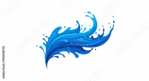 Abstract blue liquid splash with many small droplets in motion