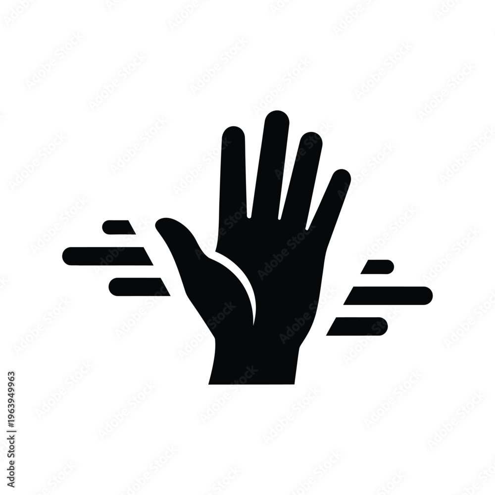 Obraz premium Illustration of vector hand with motion lines symbolizing movement and action in a dynamic graphic design element