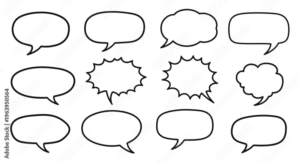 Fototapeta premium comic speech bubbles set, empty dialogue balloons