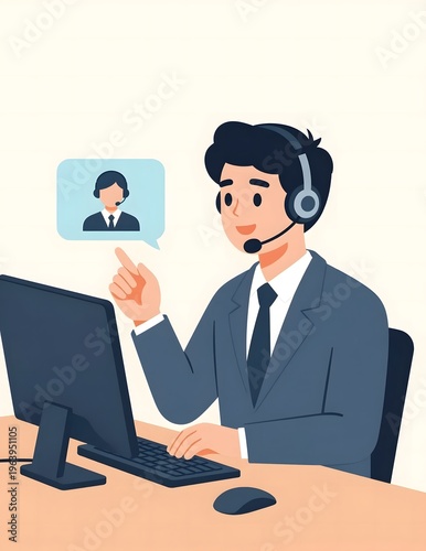 Friendly customer service representative assisting clients online