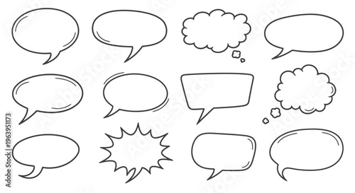 Speech bubbles and thought clouds for comic book design