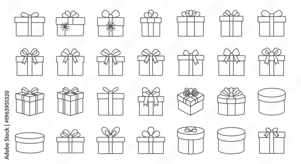 Fototapeta premium Collection of gift boxes with bows and ribbons