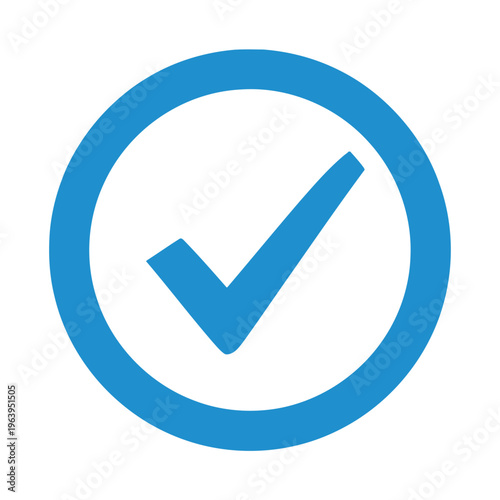 Blue checkmark icon in a circle, confirmation symbol