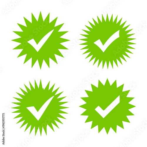 Four green checkmarks on white background