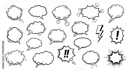 comic speech bubbles and thought clouds