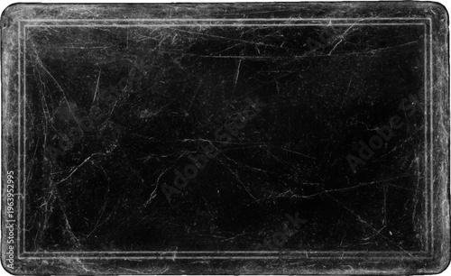 Rectangular black chalkboard surface with scratched texture and double border frame