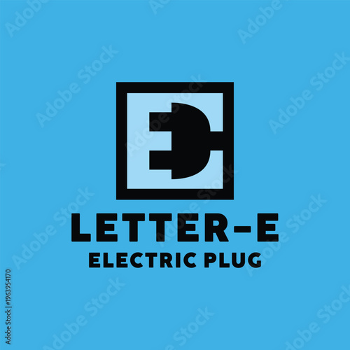 Letter E electric plug logo power energy Technology Business Design symbol Graphic Vector