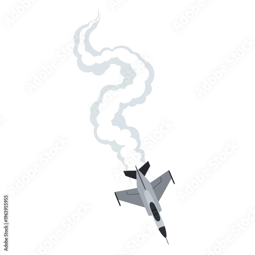 jet plane with a smoke trail performing aerobatics illustrating the dynamic flight and motion of an airshow performance.