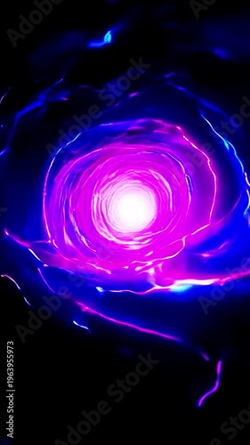 Vibrant Swirling Neon Light Tunnel Vortex Motion Clip Accelerating Toward A Bright Center Point, Perfect For Science Fiction Backgrounds Footage