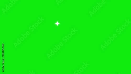 Twinkling stars Shine animation. Animation of twinkling stars, sparkles on black background, night sky. white star blinking, twinkling Star pop-up on green screen background.