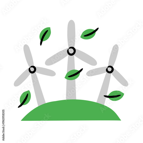 Hand Drawn Illustration of Wind Power