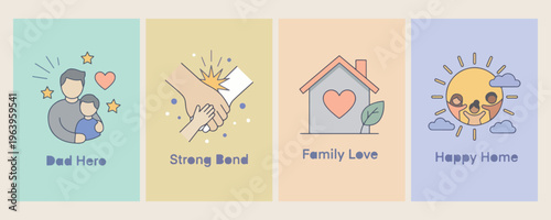 Strong Bond Family, Parent Child Connection, Family Love Illustration, Generational Support Concept, Home Happiness Design, Protective Care Vector, Household Unity Art

