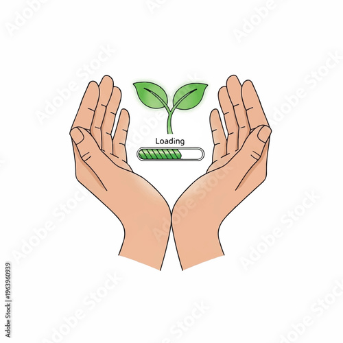 Hands nurture a young plant symbolizing growth and care indoors