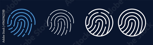 Fingerprint set illustration showing biometric identity patterns in modern circular styles vector illustration
