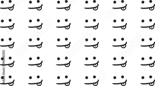 A texture in the form of horizontal rows filled with smiling cartoon faces sticking out their tongues.
