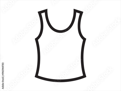 Simple line drawing of a white tank top vector, Outline drawing of sleeveless shirt – clothing apparel vector illustration