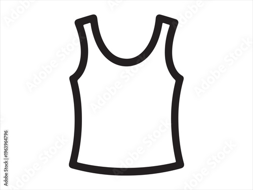 Simple line drawing of a white tank top vector, Outline drawing of sleeveless shirt – clothing apparel vector illustration