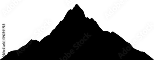 Black Silhouette of Mountain Peak Isolated on White Background Vector Illustration