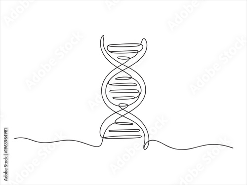DNA continuous one line drawing. Scientist and research concept genetics science vector illustration