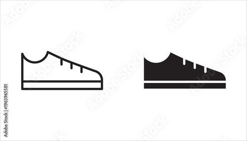 Shoe or Sneaker Icons Set Isolated Flat Vector Silhouettes. Footwear Icons. Editable.