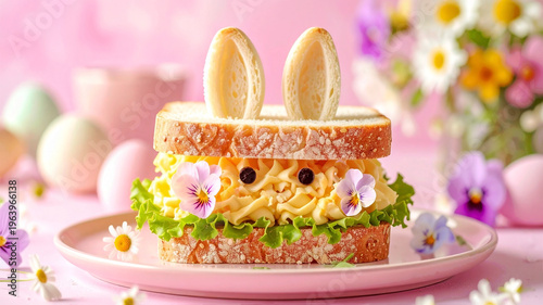 イースター　可愛いイースターバニーの卵サンドイッチ