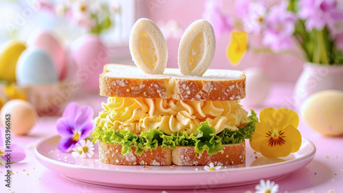 イースター　可愛いイースターバニーの卵サンドイッチ