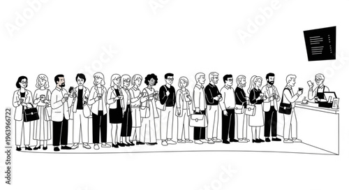 A Diverse Group of People Standing in a Line.