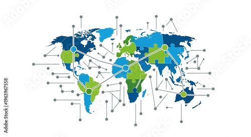 Global connections and world map.