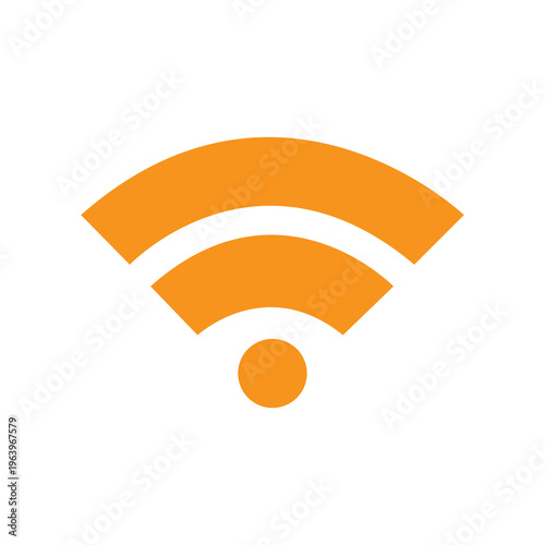 Orange WiFi icon vividly symbolizes reliable wireless internet access, perfect for illustrating digital communication and ubiquitous connectivity.